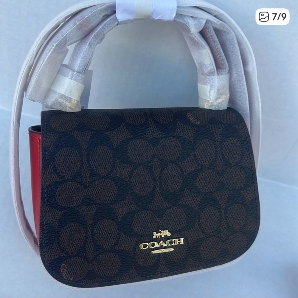 Coach Small Signature Bold Red Lyra Crossbody-CX809 - Picture 5 of 13